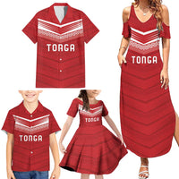 Custom Pacific Rugby Spirit Family Matching Summer Maxi Dress and Hawaiian Shirt Tonga Ngatu Pride Red Edition LT9 - Polynesian Pride
