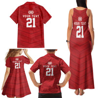 Custom Pacific Rugby Spirit Family Matching Tank Maxi Dress and Hawaiian Shirt Tonga Ngatu Pride Red Edition LT9 - Polynesian Pride