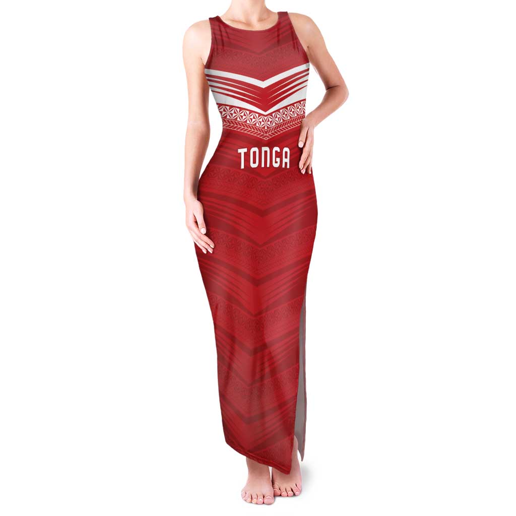Custom Pacific Rugby Spirit Family Matching Tank Maxi Dress and Hawaiian Shirt Tonga Ngatu Pride Red Edition LT9 Mom's Dress Red - Polynesian Pride