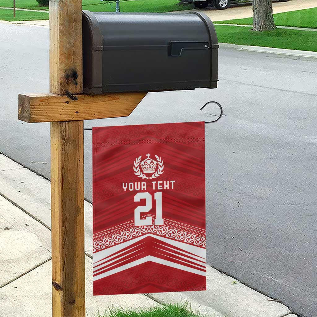 Custom Pacific Rugby Spirit Garden Flag Tonga Ngatu Pride Red Edition - Polynesian Pride