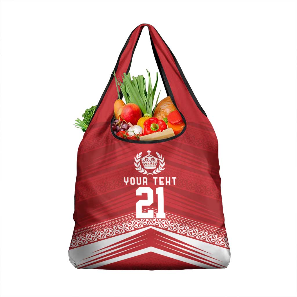 Custom Pacific Rugby Spirit Grocery Bag Tonga Ngatu Pride Red Edition LT9 1-pack One Size Red - Polynesian Pride