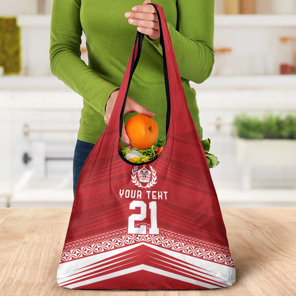 Custom Pacific Rugby Spirit Grocery Bag Tonga Ngatu Pride Red Edition LT9 - Polynesian Pride