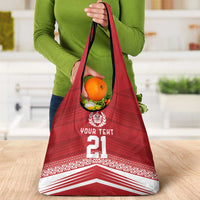 Custom Pacific Rugby Spirit Grocery Bag Tonga Ngatu Pride Red Edition LT9 - Polynesian Pride