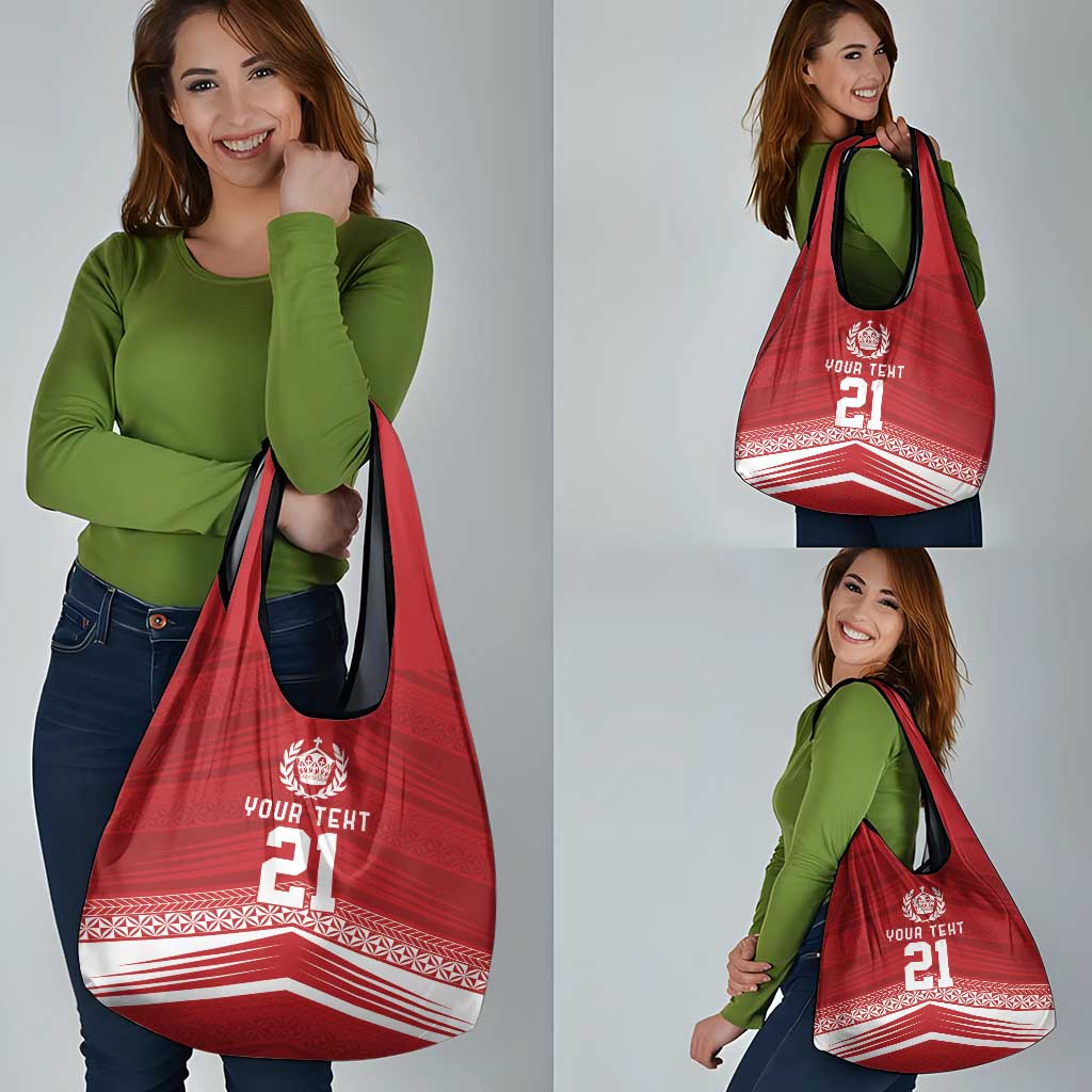 Custom Pacific Rugby Spirit Grocery Bag Tonga Ngatu Pride Red Edition LT9 - Polynesian Pride