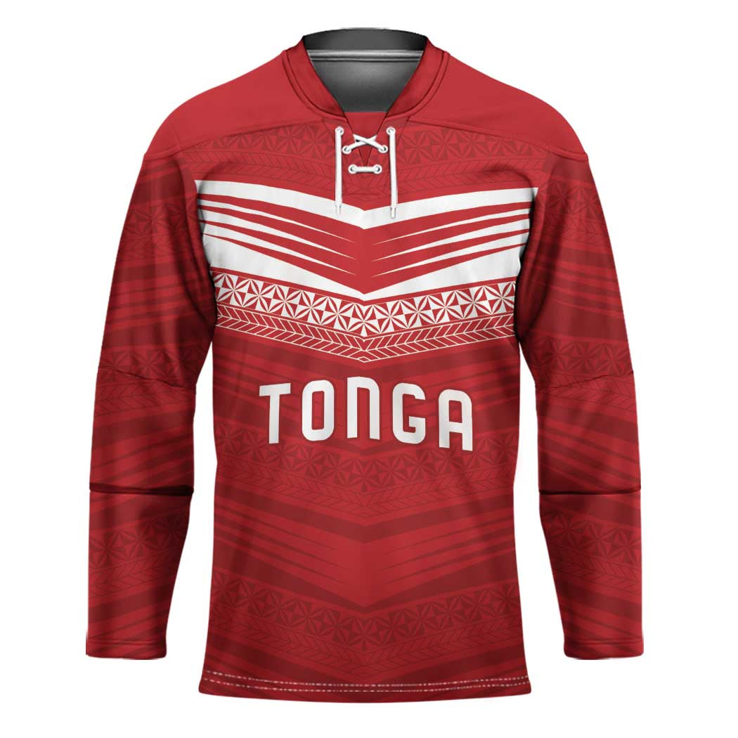 Custom Pacific Rugby Spirit Hockey Jersey Tonga Ngatu Pride Red Edition - Polynesian Pride