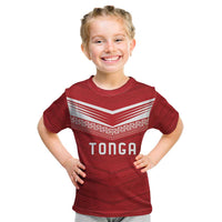Custom Pacific Rugby Spirit Kid T Shirt Tonga Ngatu Pride Red Edition LT9 Red - Polynesian Pride