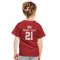 Custom Pacific Rugby Spirit Kid T Shirt Tonga Ngatu Pride Red Edition LT9 - Polynesian Pride