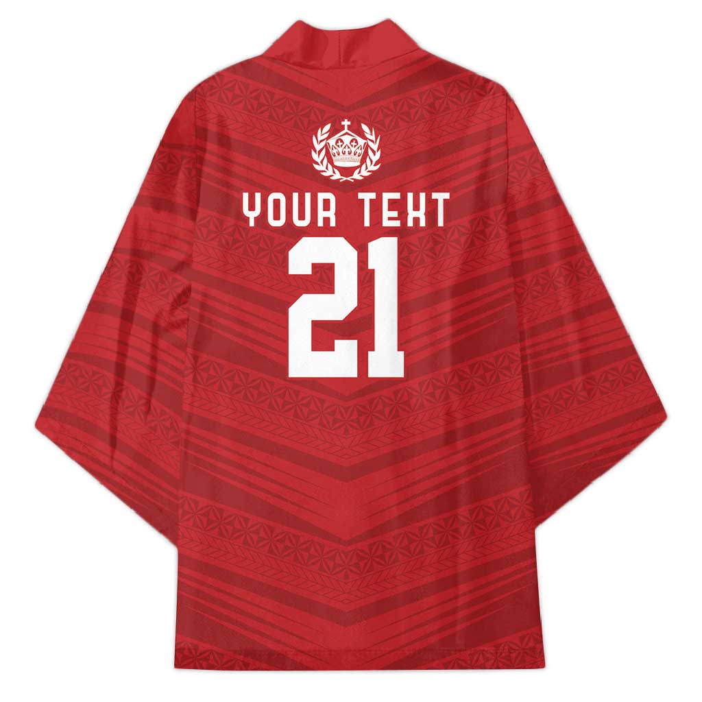 Custom Pacific Rugby Spirit Kimono Tonga Ngatu Pride Red Edition - Polynesian Pride