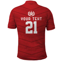 Custom Pacific Rugby Spirit Polo Shirt Tonga Ngatu Pride Red Edition - Polynesian Pride