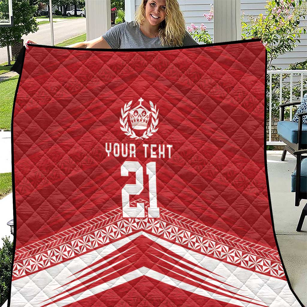 Custom Pacific Rugby Spirit Quilt Tonga Ngatu Pride Red Edition - Polynesian Pride