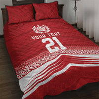 Custom Pacific Rugby Spirit Quilt Bed Set Tonga Ngatu Pride Red Edition LT9 Red - Polynesian Pride