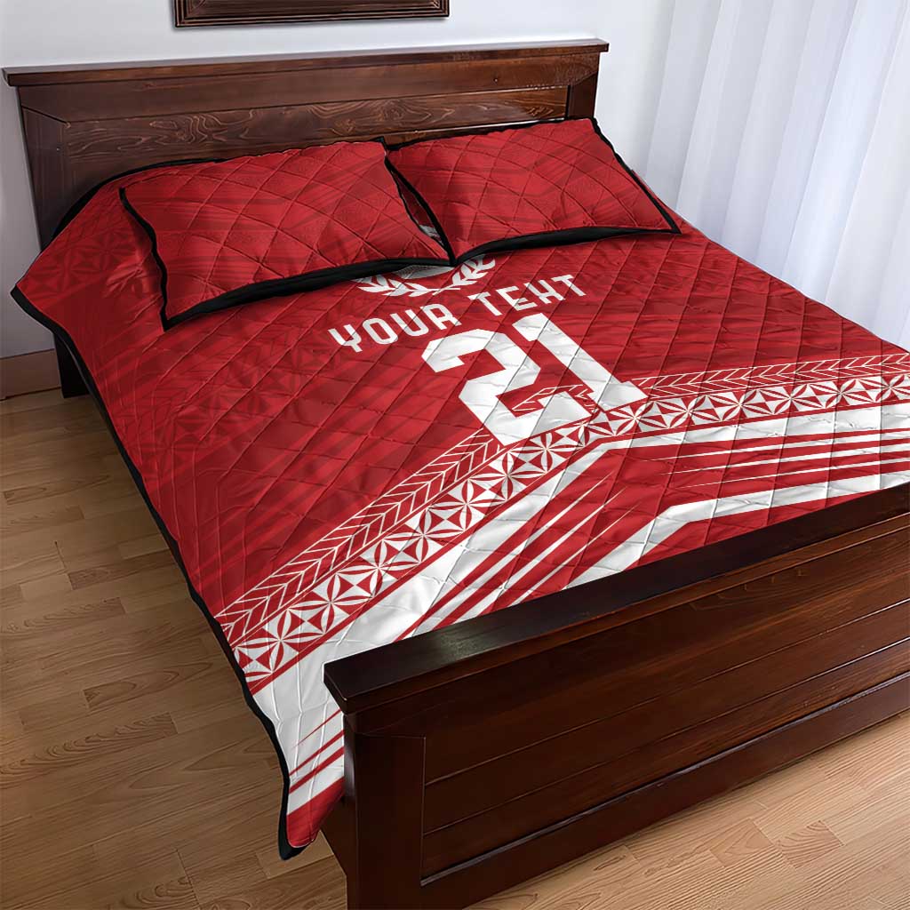Custom Pacific Rugby Spirit Quilt Bed Set Tonga Ngatu Pride Red Edition LT9 - Polynesian Pride