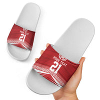 Custom Pacific Rugby Spirit Slide Sandals Tonga Ngatu Pride Red Edition - Polynesian Pride