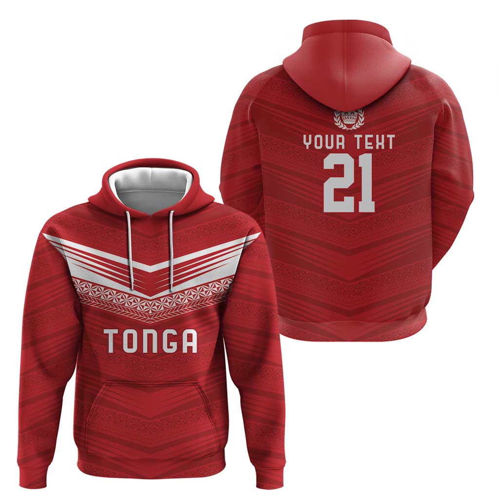 Custom Pacific Rugby Spirit Zip Hoodie Tonga Ngatu Pride Red Edition - Polynesian Pride