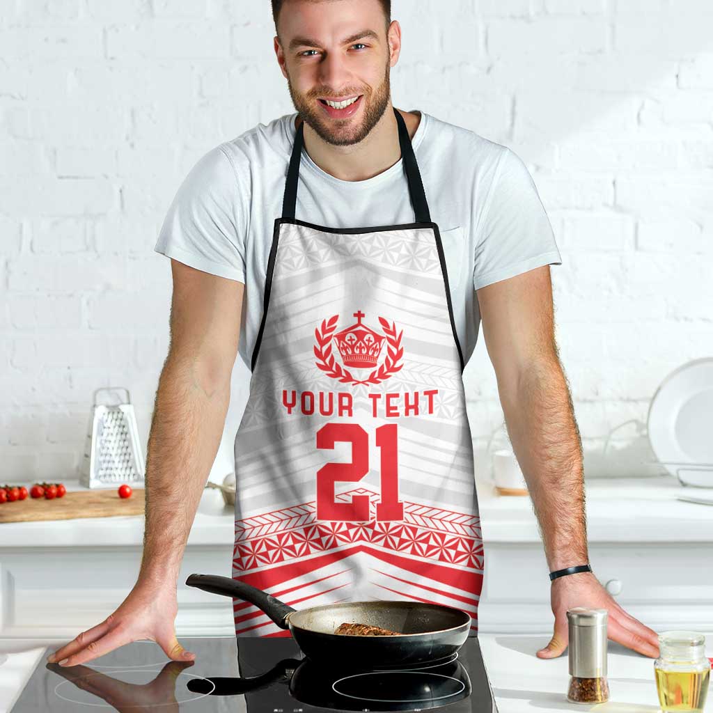 Custom Pacific Rugby Spirit Apron Tonga Ngatu Pride White Edition - Polynesian Pride