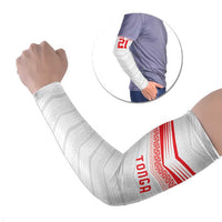Custom Pacific Rugby Spirit Arm Sleeves Tonga Ngatu Pride White Edition LT9 Set of 2 White - Polynesian Pride