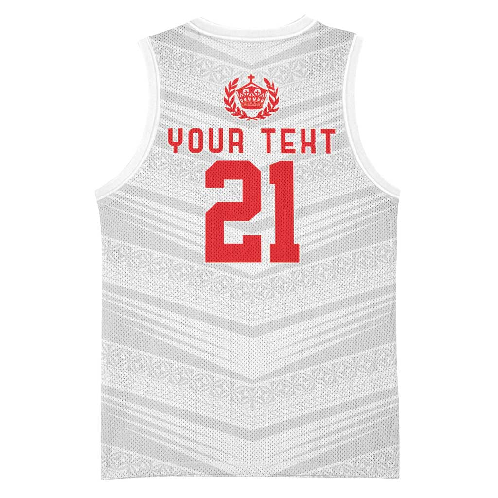 Custom Pacific Rugby Spirit Basketball Jersey Tonga Ngatu Pride White Edition LT9 - Polynesian Pride