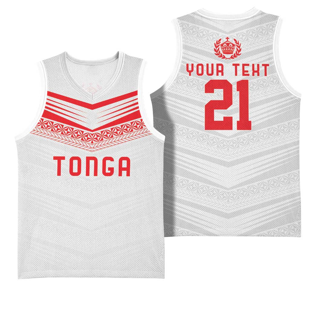 Custom Pacific Rugby Spirit Basketball Jersey Tonga Ngatu Pride White Edition LT9 - Polynesian Pride