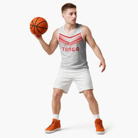 Custom Pacific Rugby Spirit Basketball Jersey Tonga Ngatu Pride White Edition LT9 - Polynesian Pride