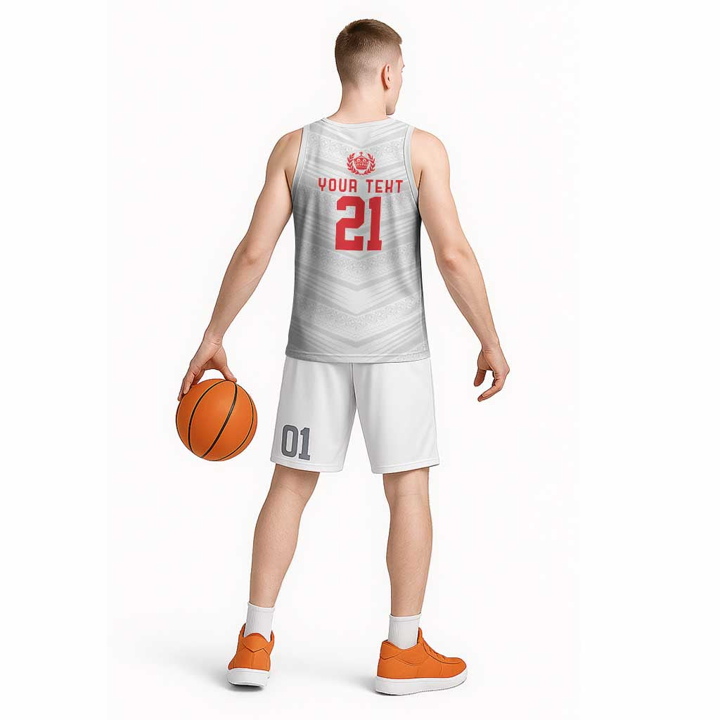 Custom Pacific Rugby Spirit Basketball Jersey Tonga Ngatu Pride White Edition LT9 - Polynesian Pride