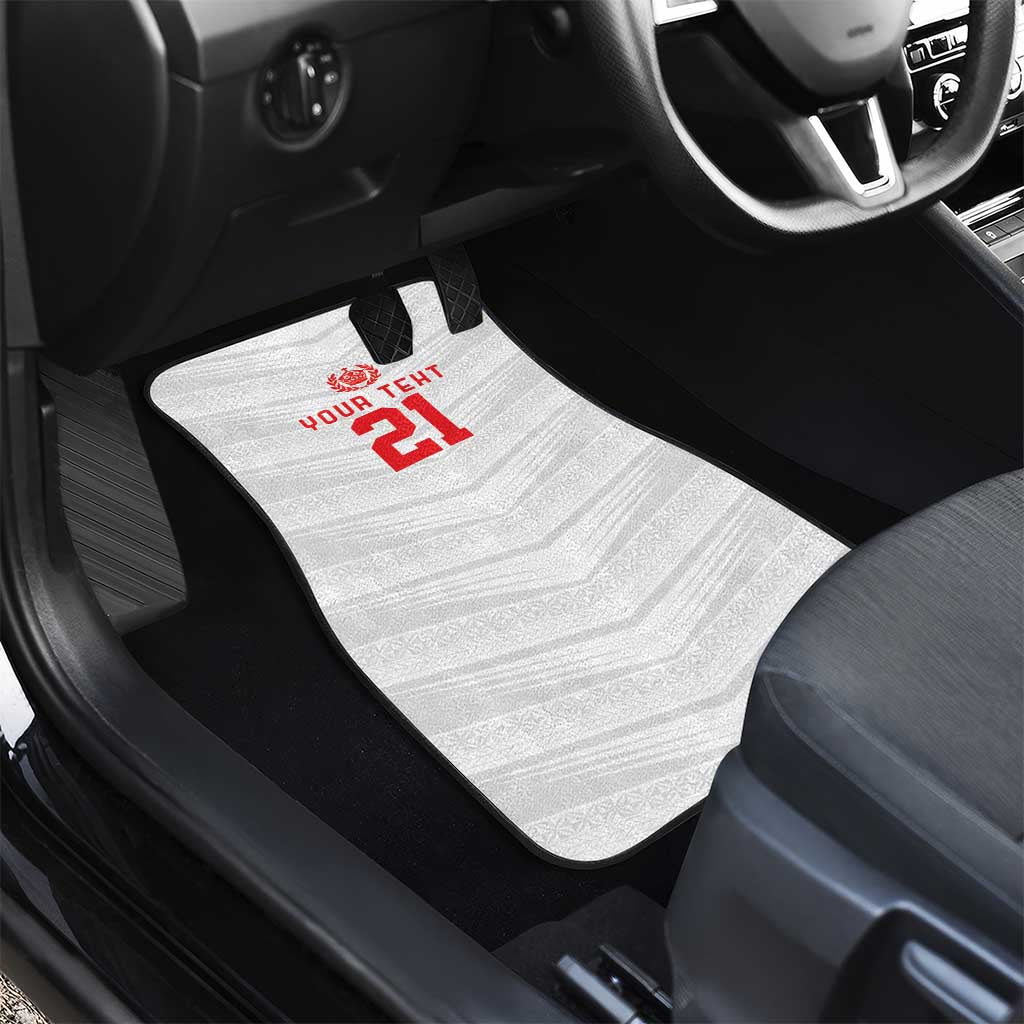 Custom Pacific Rugby Spirit Car Mats Tonga Ngatu Pride White Edition - Polynesian Pride