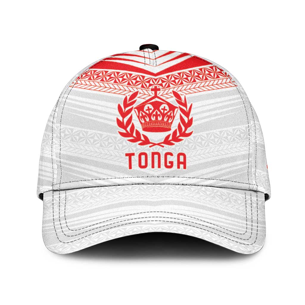 Custom Pacific Rugby Spirit Classic Cap Tonga Ngatu Pride White Edition - Polynesian Pride