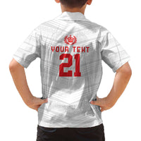 Custom Pacific Rugby Spirit Family Matching Off The Shoulder Long Sleeve Dress and Hawaiian Shirt Tonga Ngatu Pride White Edition LT9 - Polynesian Pride