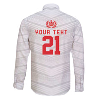 Custom Pacific Rugby Spirit Family Matching Off The Shoulder Long Sleeve Dress and Hawaiian Shirt Tonga Ngatu Pride White Edition LT9 - Polynesian Pride
