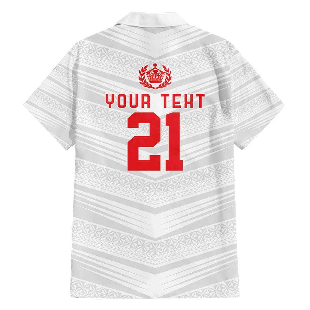 Custom Pacific Rugby Spirit Family Matching Puletasi and Hawaiian Shirt Tonga Ngatu Pride White Edition - Polynesian Pride