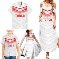 Custom Pacific Rugby Spirit Family Matching Summer Maxi Dress and Hawaiian Shirt Tonga Ngatu Pride White Edition LT9 - Polynesian Pride