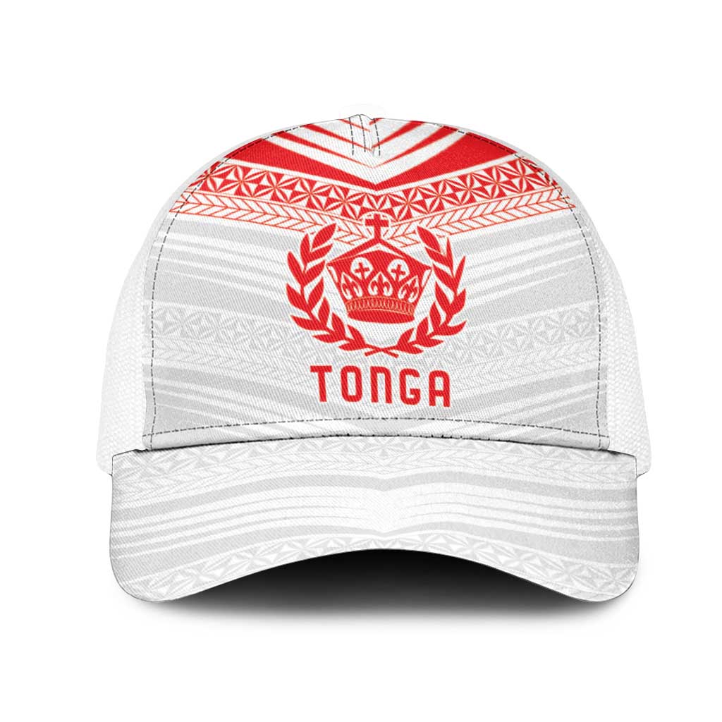 Pacific Rugby Spirit Mesh Trucker Cap Tonga Ngatu Pride White Edition - Polynesian Pride