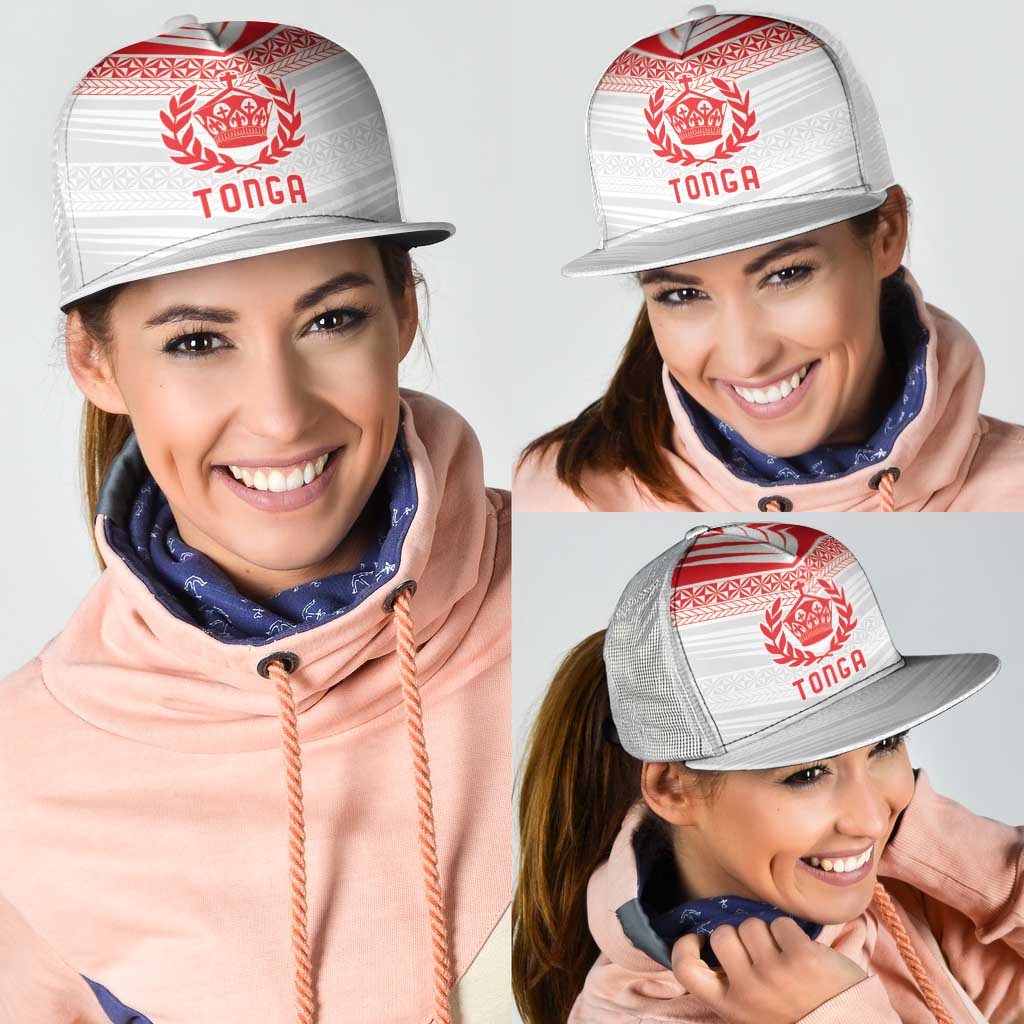 Pacific Rugby Spirit Mesh Trucker Cap Tonga Ngatu Pride White Edition - Polynesian Pride