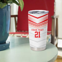 Custom Pacific Rugby Spirit Tumbler Cup Tonga Ngatu Pride White Edition - Polynesian Pride