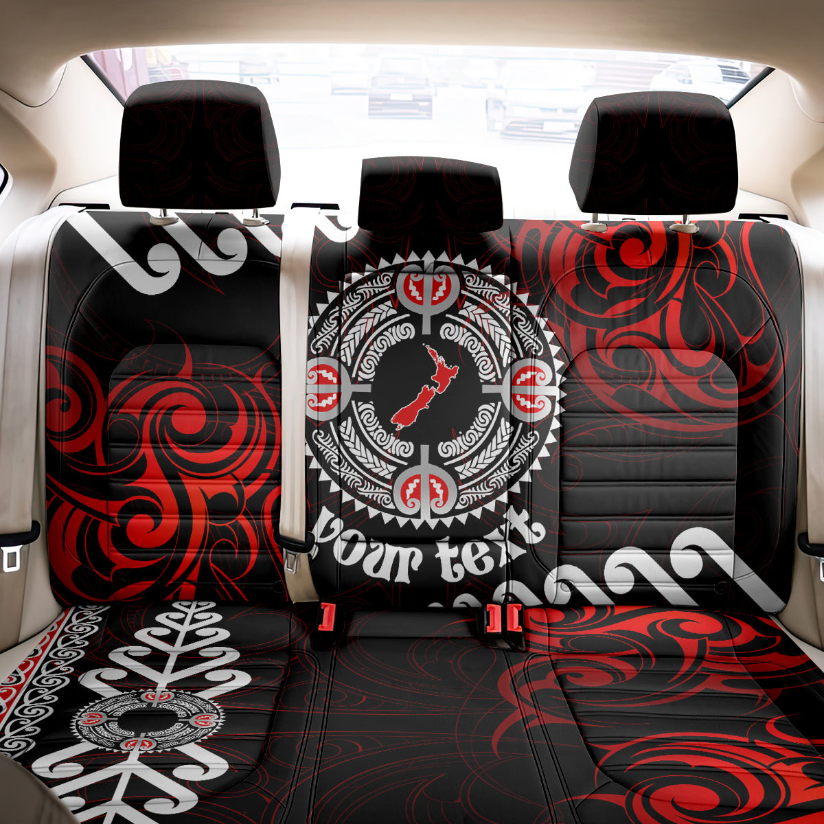 New Zealand Waitangi Day Personalised Back Car Seat Cover Aotearoa Te Ra O Waitangi With Maori Tattoo LT9 - Polynesian Pride