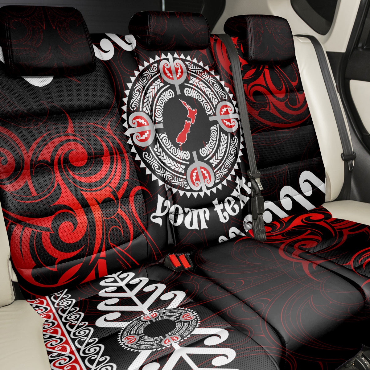 New Zealand Waitangi Day Personalised Back Car Seat Cover Aotearoa Te Ra O Waitangi With Maori Tattoo LT9 - Polynesian Pride