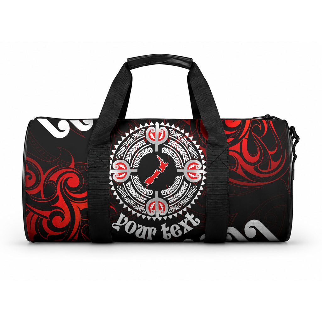 New Zealand Waitangi Day Personalised Duffle Bag Aotearoa Te Ra O Waitangi With Maori Tattoo LT9 One size Red - Polynesian Pride