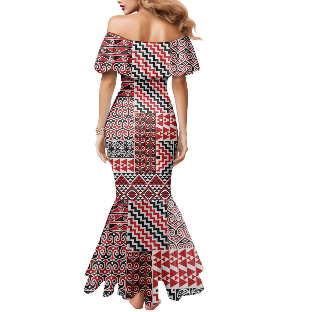 Aotearoa Kowhaiwhai Taniko Patchwork Motifs Family Matching Mermaid Dress and Hawaiian Shirt LT9 - Polynesian Pride