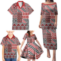Aotearoa Kowhaiwhai Taniko Patchwork Motifs Family Matching Puletasi and Hawaiian Shirt LT9 - Polynesian Pride