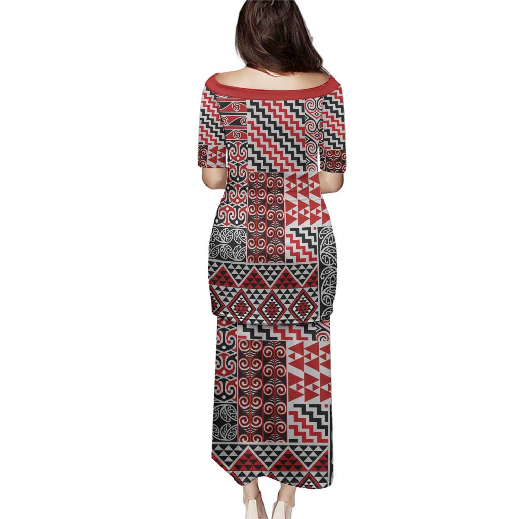 Aotearoa Kowhaiwhai Taniko Patchwork Motifs Family Matching Puletasi and Hawaiian Shirt LT9 - Polynesian Pride