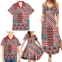 Aotearoa Kowhaiwhai Taniko Patchwork Motifs Family Matching Summer Maxi Dress and Hawaiian Shirt LT9 - Polynesian Pride