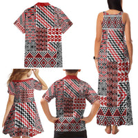 Aotearoa Kowhaiwhai Taniko Patchwork Motifs Family Matching Tank Maxi Dress and Hawaiian Shirt LT9 - Polynesian Pride