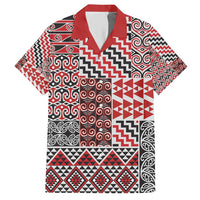 Aotearoa Kowhaiwhai Taniko Patchwork Motifs Hawaiian Shirt LT9 Red - Polynesian Pride