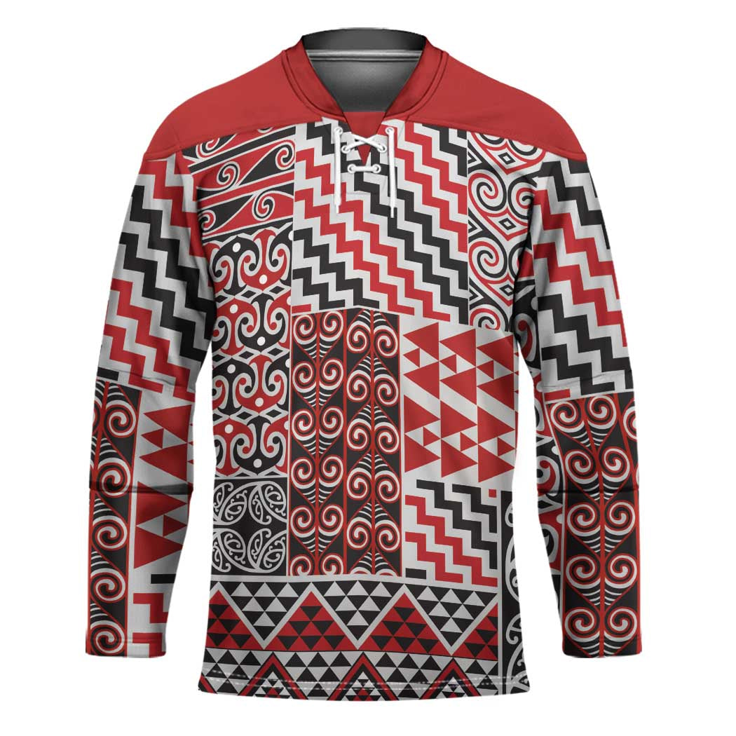 Aotearoa Kowhaiwhai Taniko Patchwork Motifs Hockey Jersey - Polynesian Pride