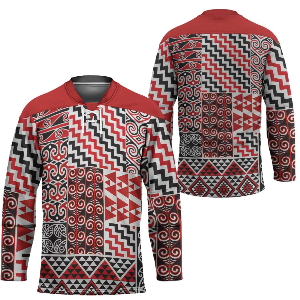Aotearoa Kowhaiwhai Taniko Patchwork Motifs Hockey Jersey - Polynesian Pride