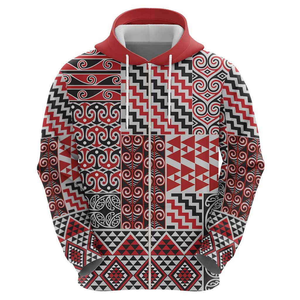 Aotearoa Kowhaiwhai Taniko Patchwork Motifs Hoodie