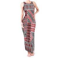 Aotearoa Kowhaiwhai Taniko Patchwork Motifs Tank Maxi Dress LT9 Women Red - Polynesian Pride