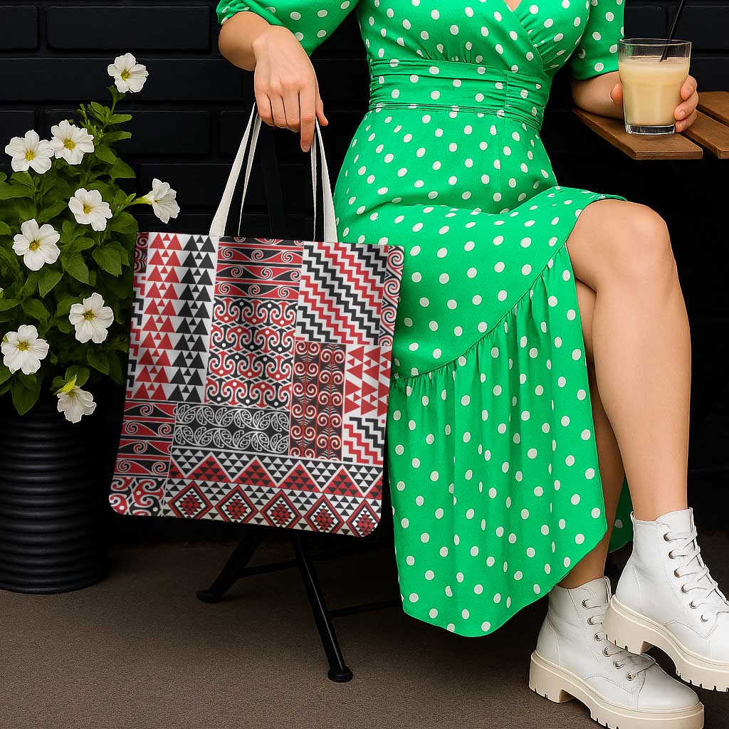 Aotearoa Kowhaiwhai Taniko Patchwork Motifs Tote Bag - Polynesian Pride