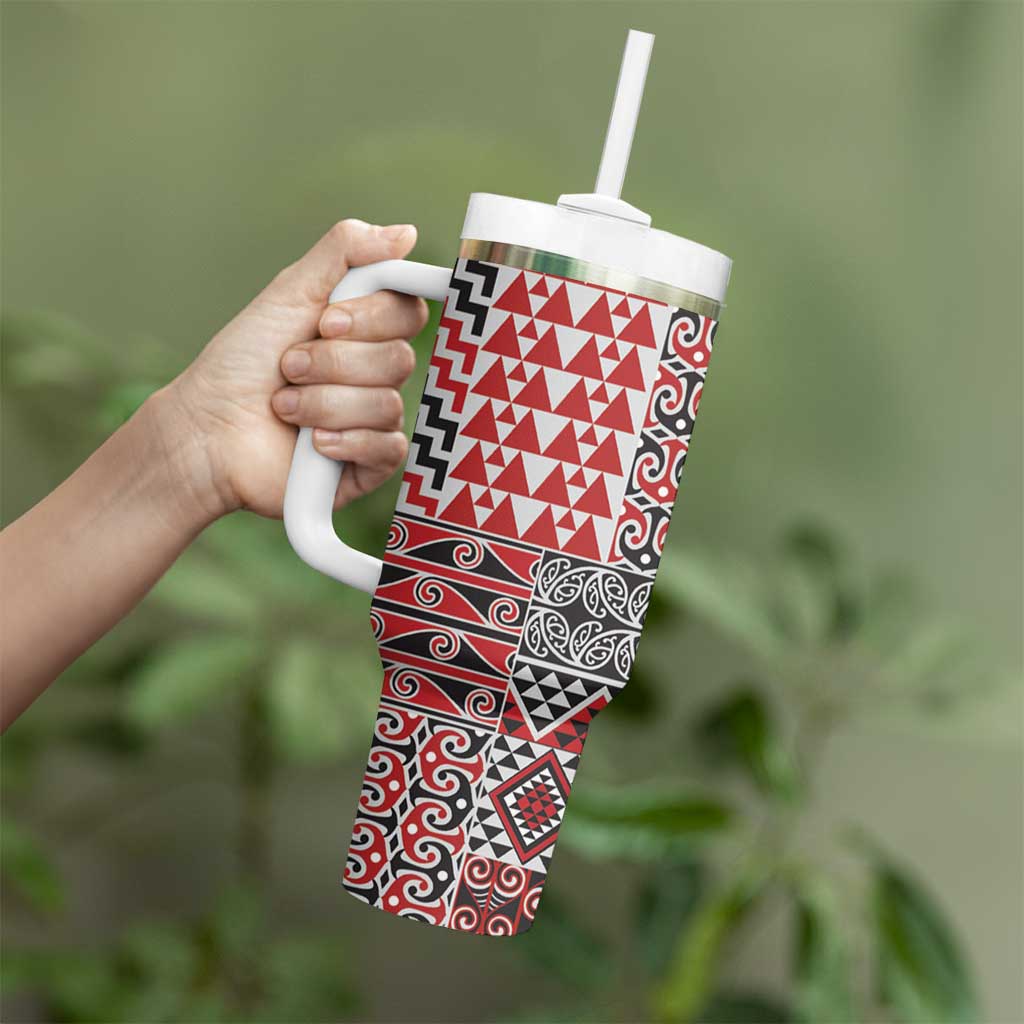 Aotearoa Kowhaiwhai Taniko Patchwork Motifs Tumbler With Handle