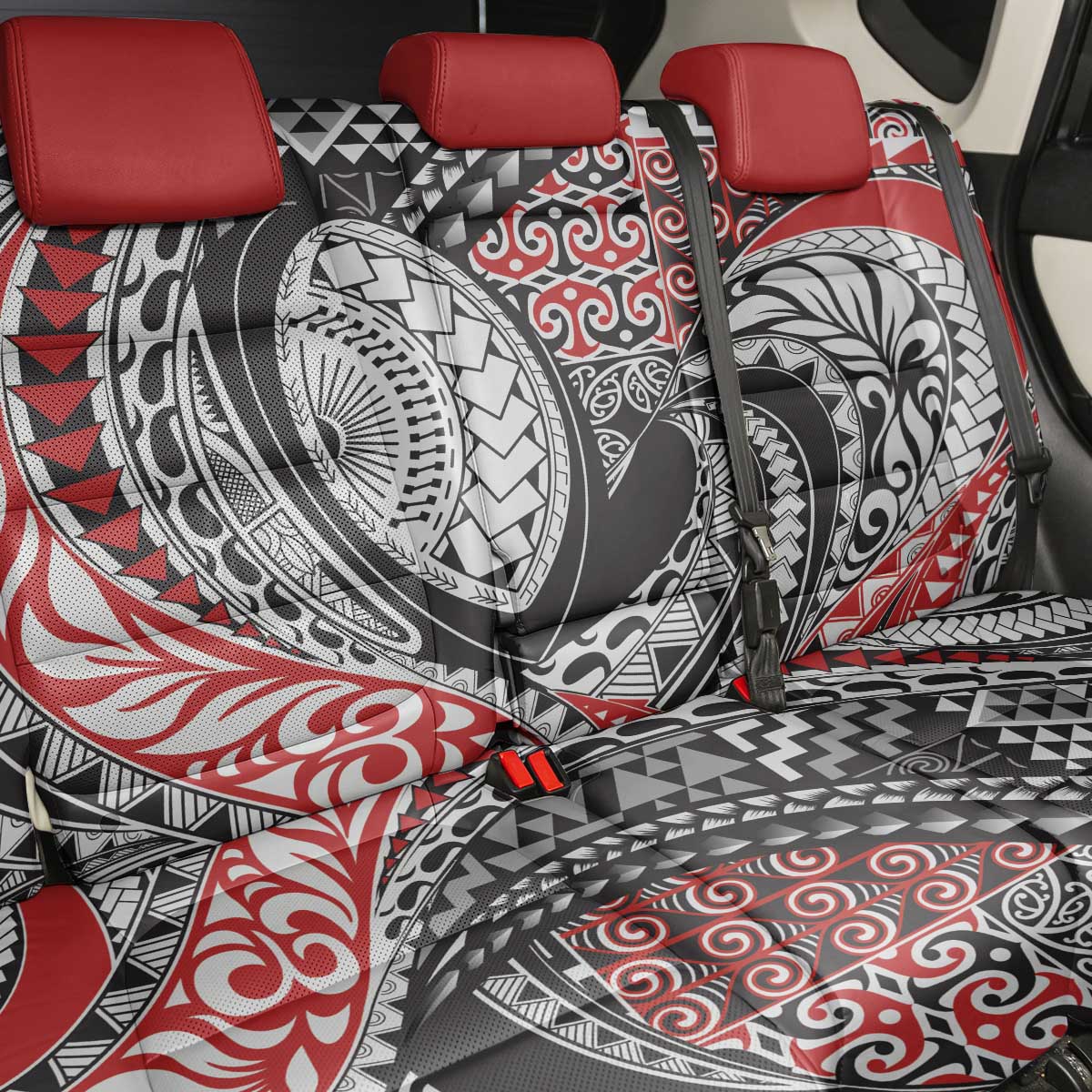 Aotearoa Maori Rugby Tribal Tattoo Back Car Seat Cover Kowhaiwhai Taniko Patchwork Motifs LT9 - Polynesian Pride