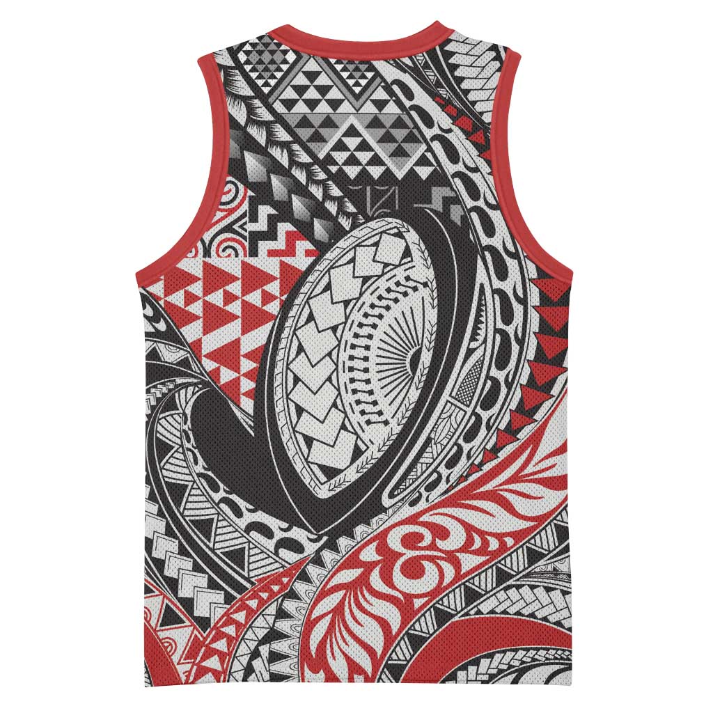 Aotearoa Maori Rugby Tribal Tattoo Basketball Jersey Kowhaiwhai Taniko Patchwork Motifs LT9 - Polynesian Pride